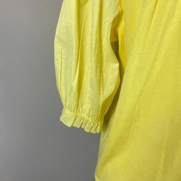 J. Crew Blouse Too Tunic Puff Sleeve Woven Lace Canary Yellow Womens Large NWTs - Picture 4 of 10